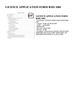 licence application form (rms 1001)|Iba pa.